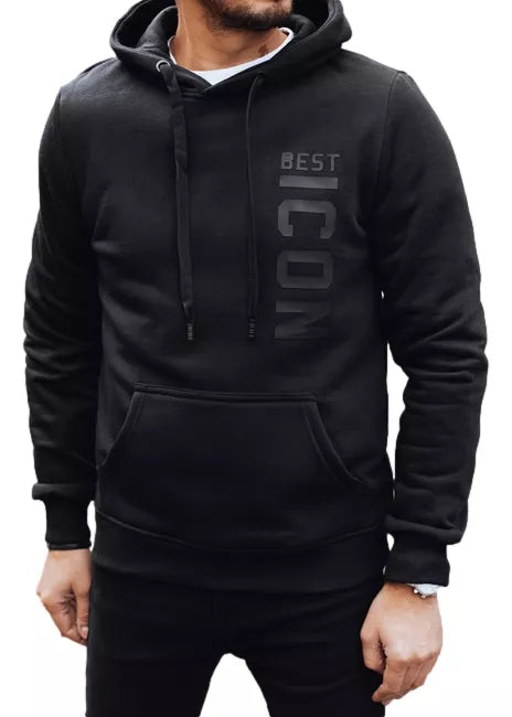 Vyriškas juodas džemperis su gobtuvu Best Icon