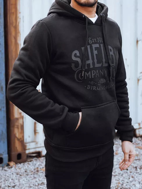 Vyriškas juodas džemperis su gobtuvu Shelby