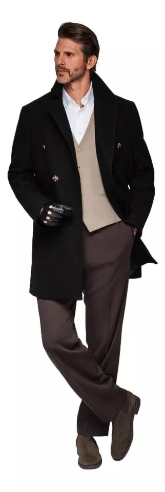 Vyriškas juodas paltas Elegant