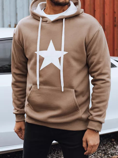 Vyriškas rudas džemperis su gobtuvu Star