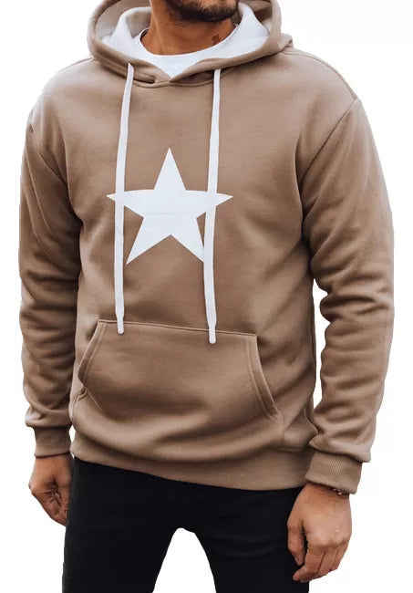 Vyriškas rudas džemperis su gobtuvu Star