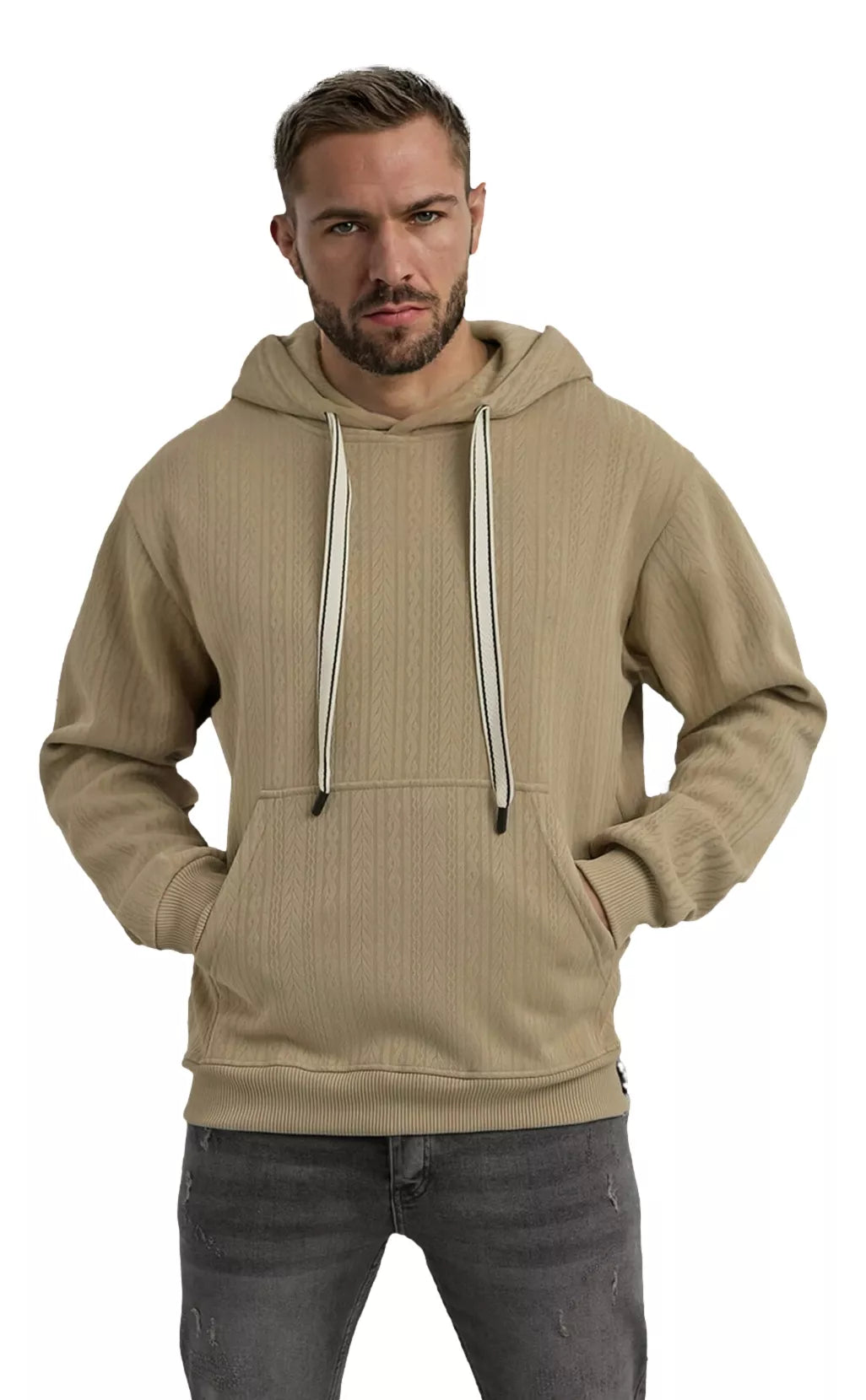 Vyriškas rusvas džemperis su gobtuvu Race