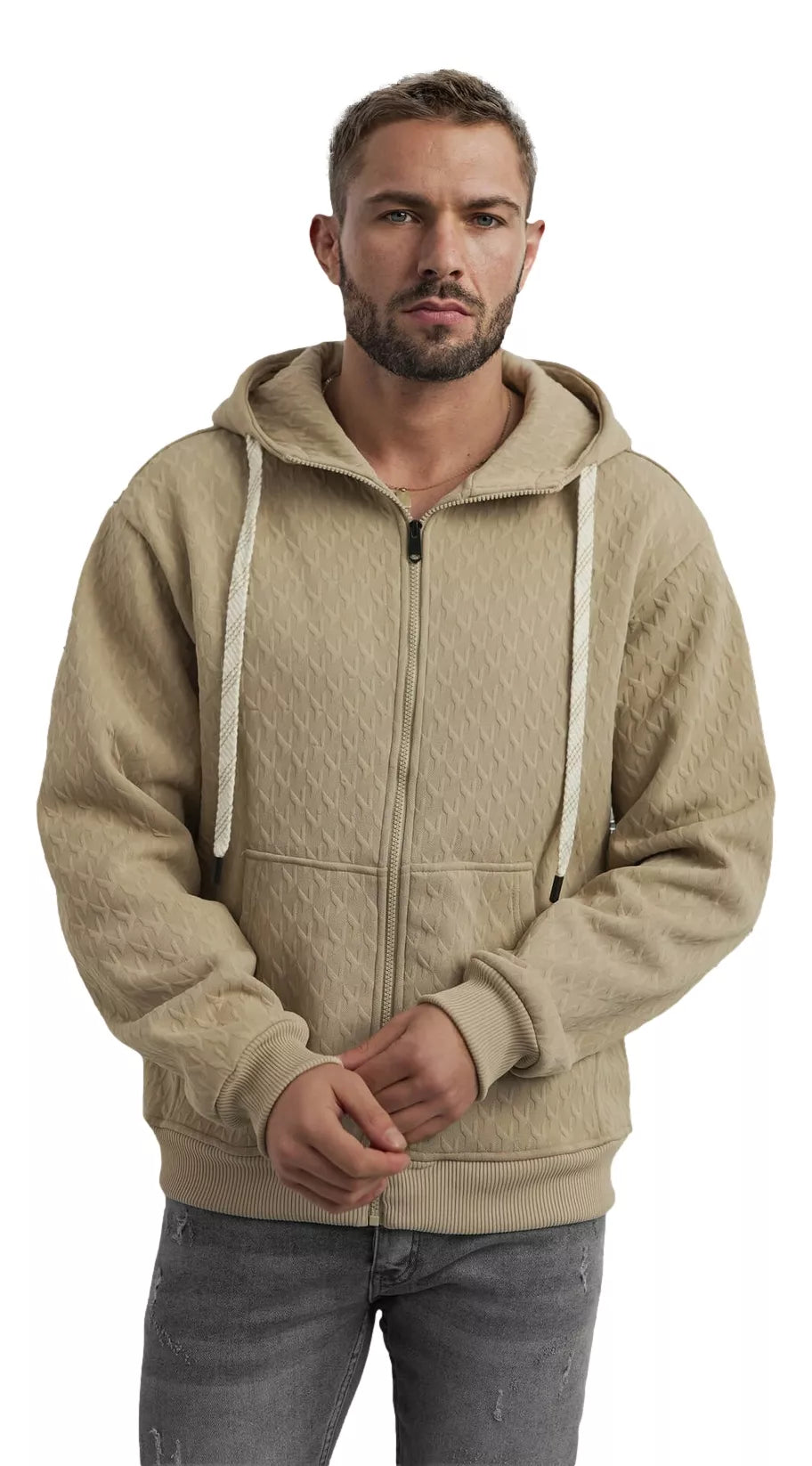 Vyriškas rusvas džemperis su gobtuvu Sport