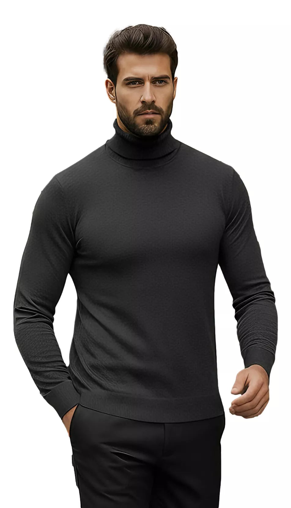 Vyriškas tamsiai pilkas megztinis aukštu kaklu Lenox