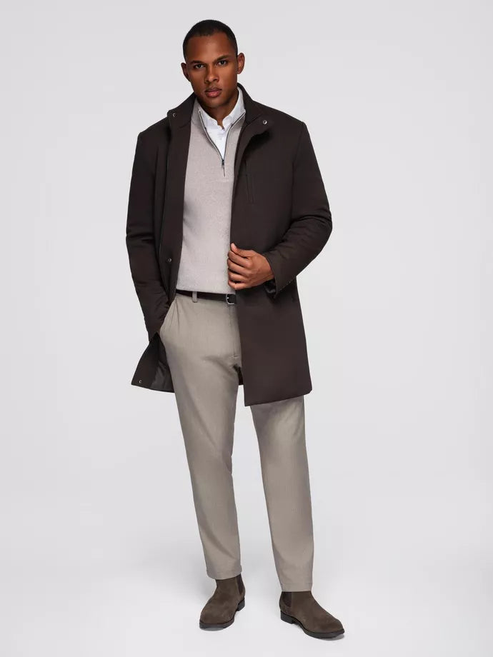 Vyriškas tamsiai rudas paltas Alpi