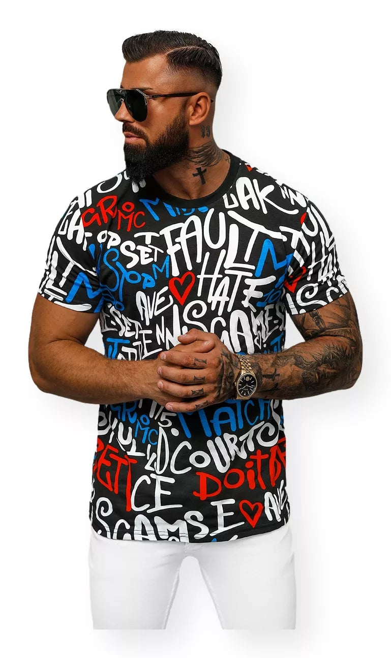 Vyriški juodi marškinėliai su spauda Bett