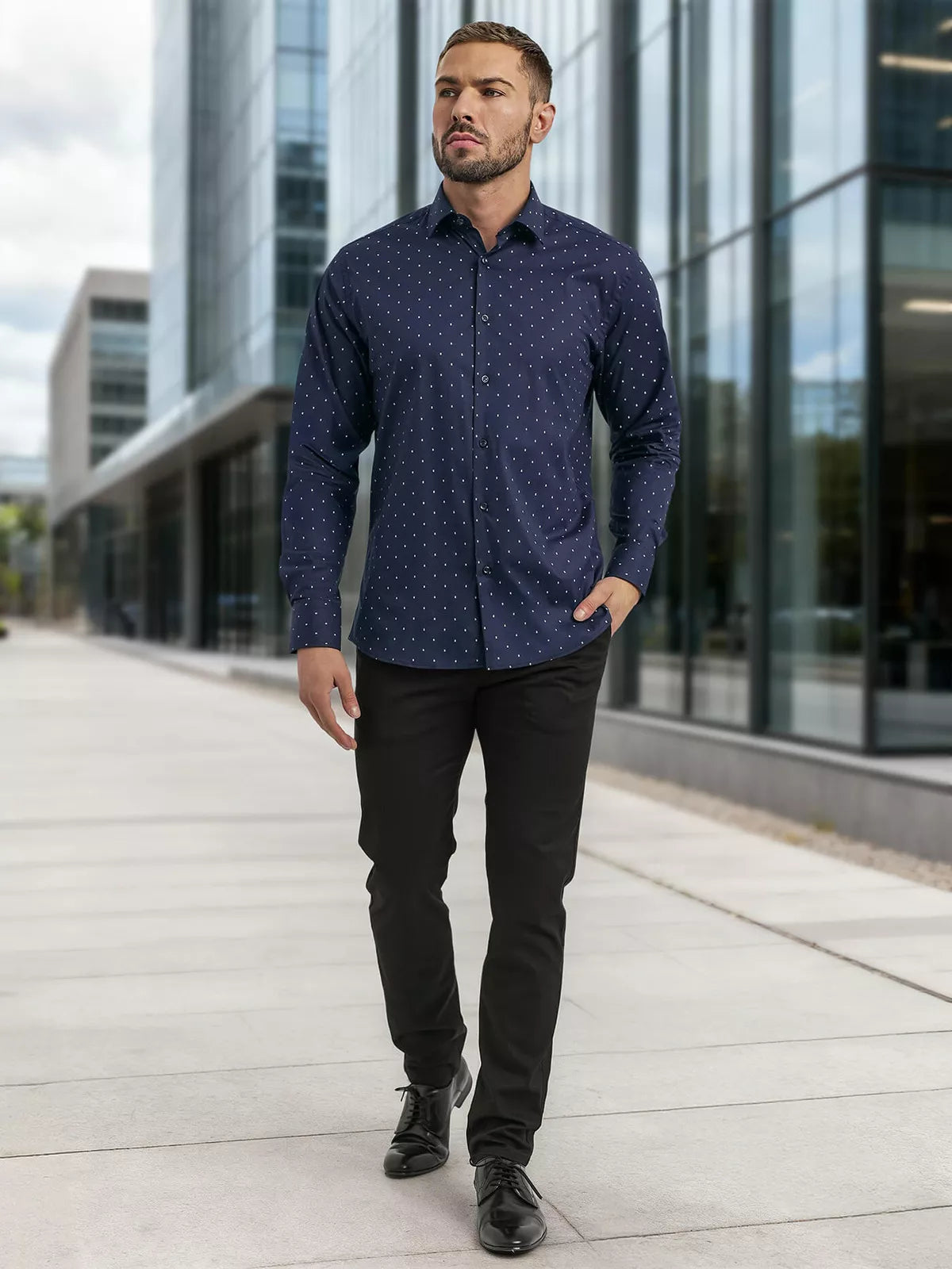 Vyriški tamsiai mėlyni marškiniai Royal