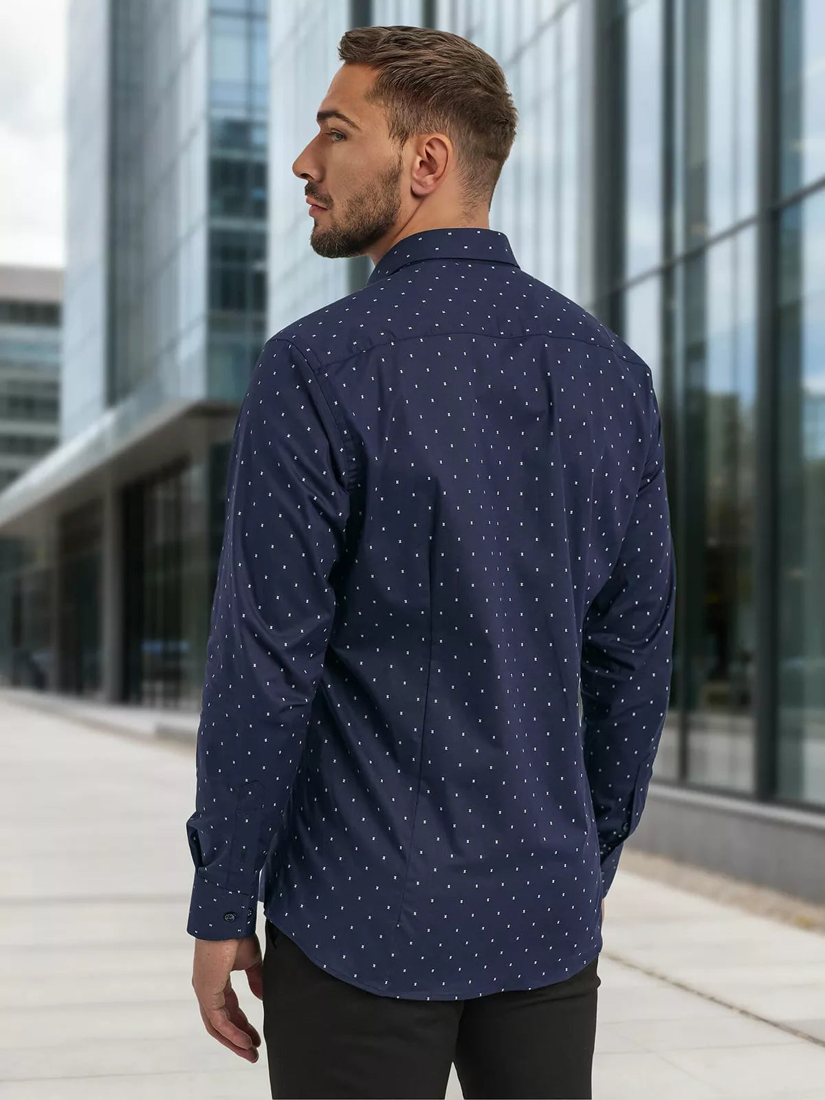 Vyriški tamsiai mėlyni marškiniai Royal