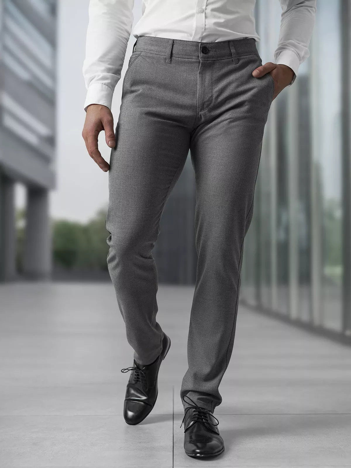 Vyriškos tamsiai pilkos chino kelnės Reno