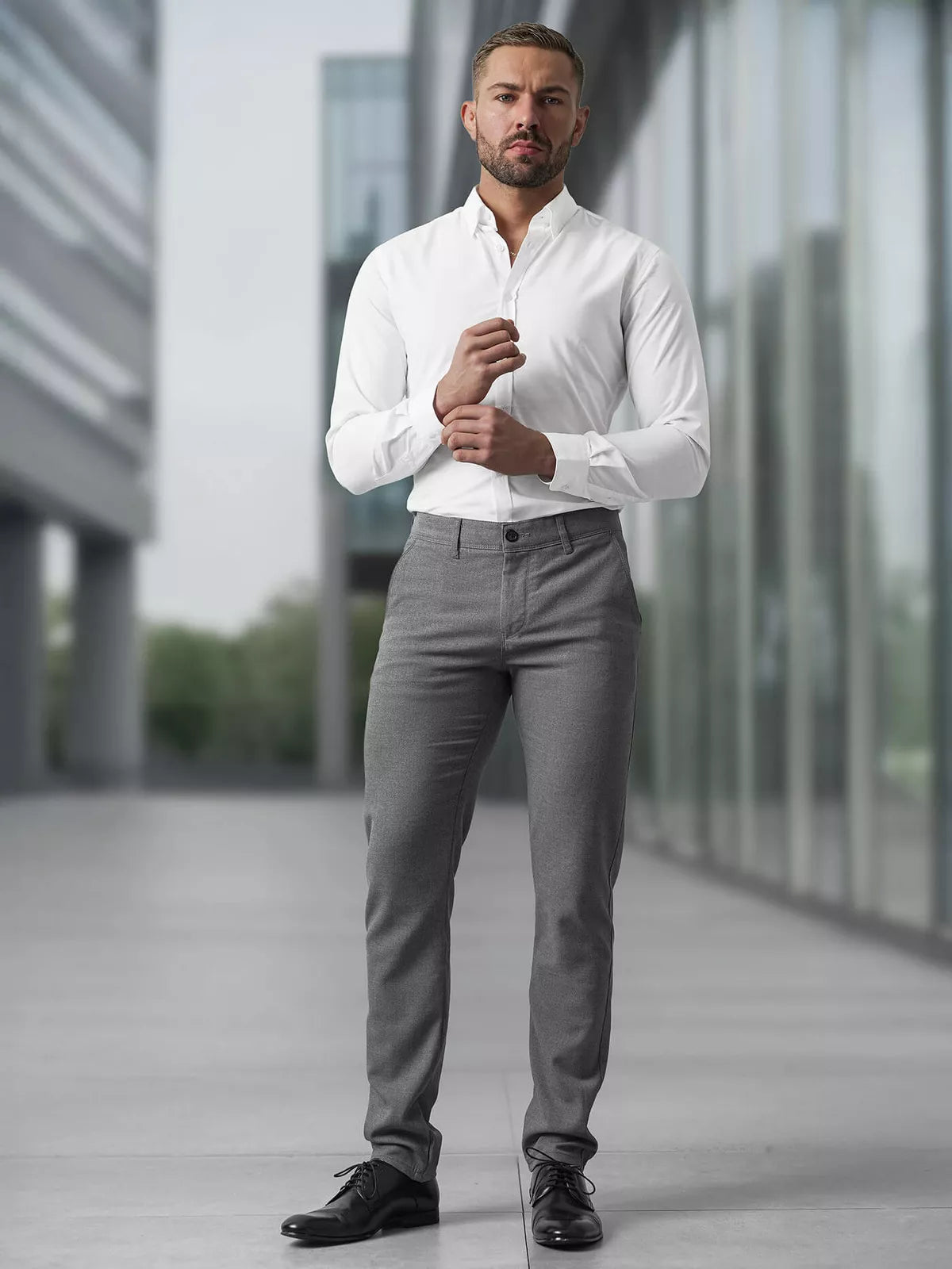 Vyriškos tamsiai pilkos chino kelnės Reno