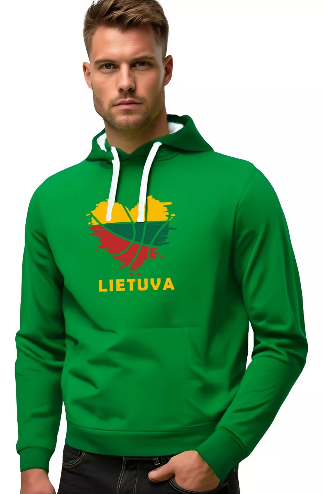 Vyriškas žalios spalvos džemperis su gobtuvu LTU