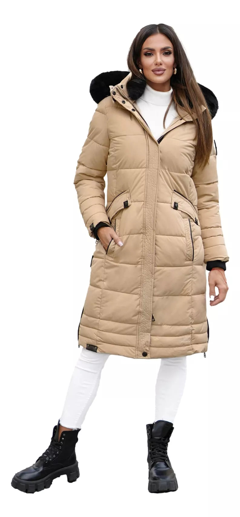 Žieminė ilga moteriška rusva striukė Marni