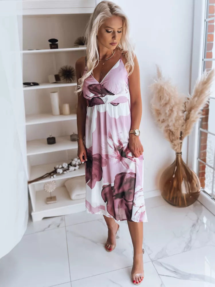 Balta moteriška suknelė rožinėmis gėlėmis "Ladybird"