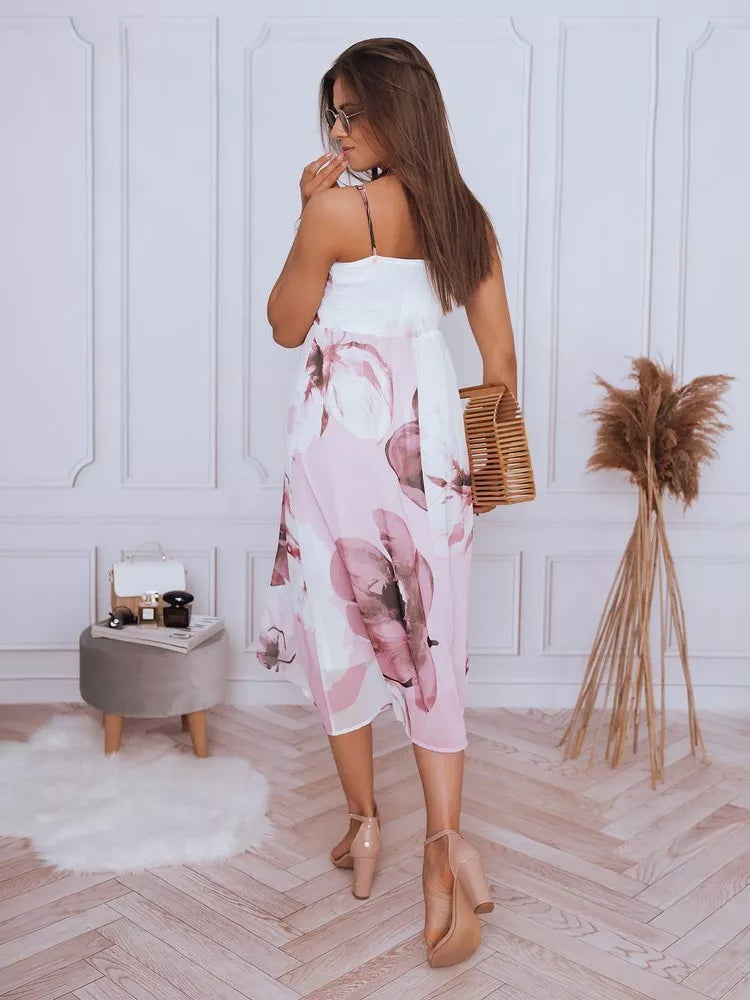 Balta moteriška suknelė rožinėmis gėlėmis "Ladybird"