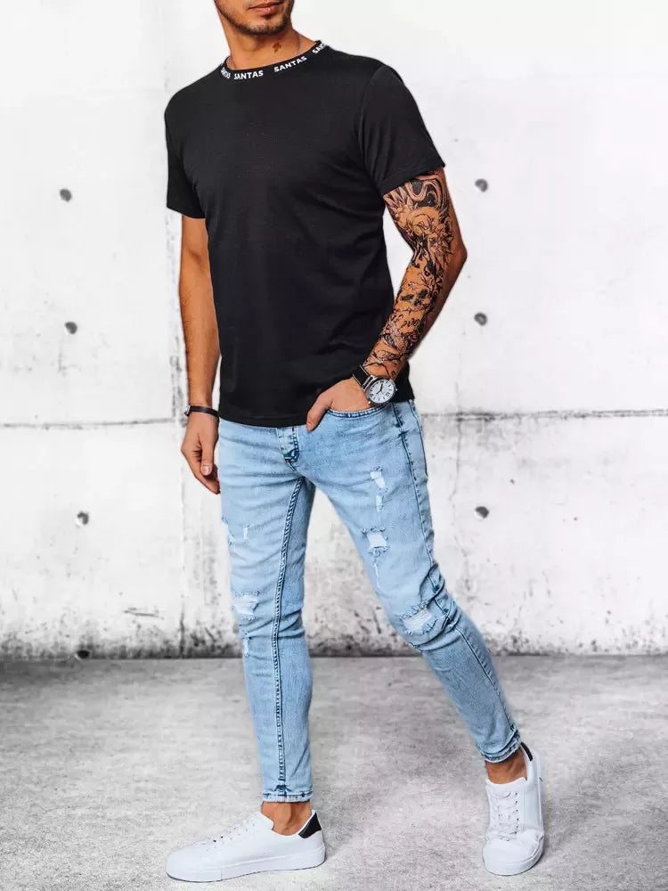 Juodi vyriški marškinėliai Santas