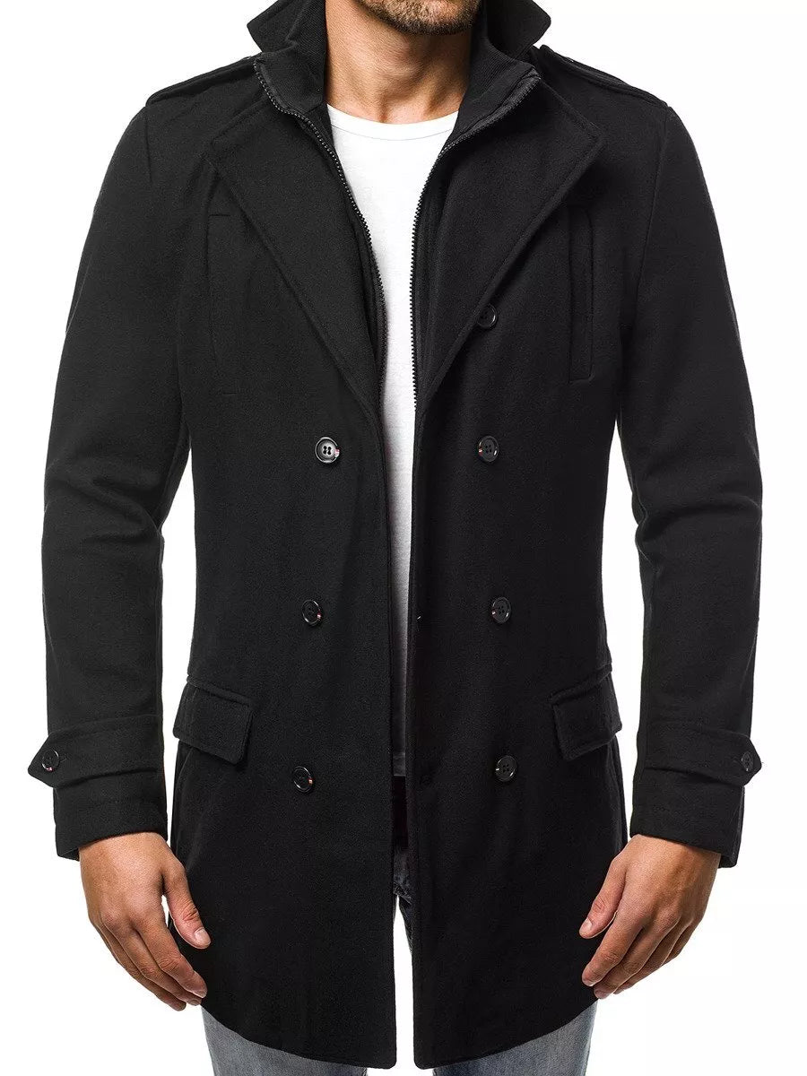 Stilingas juodos spalvos vyriškas paltas Men