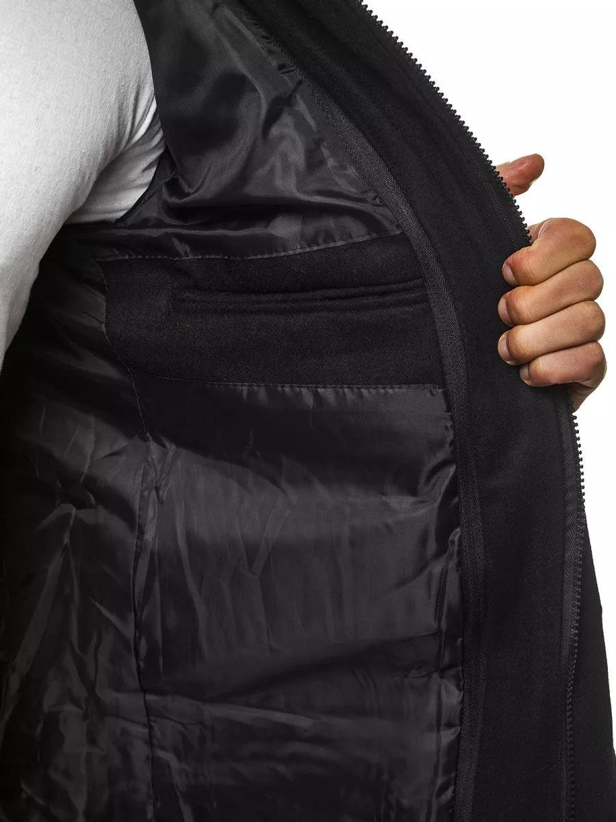 Stilingas juodos spalvos vyriškas paltas Men