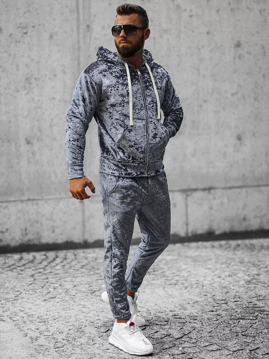 Pilkas veliūrinis vyriškas džemperis Omilo