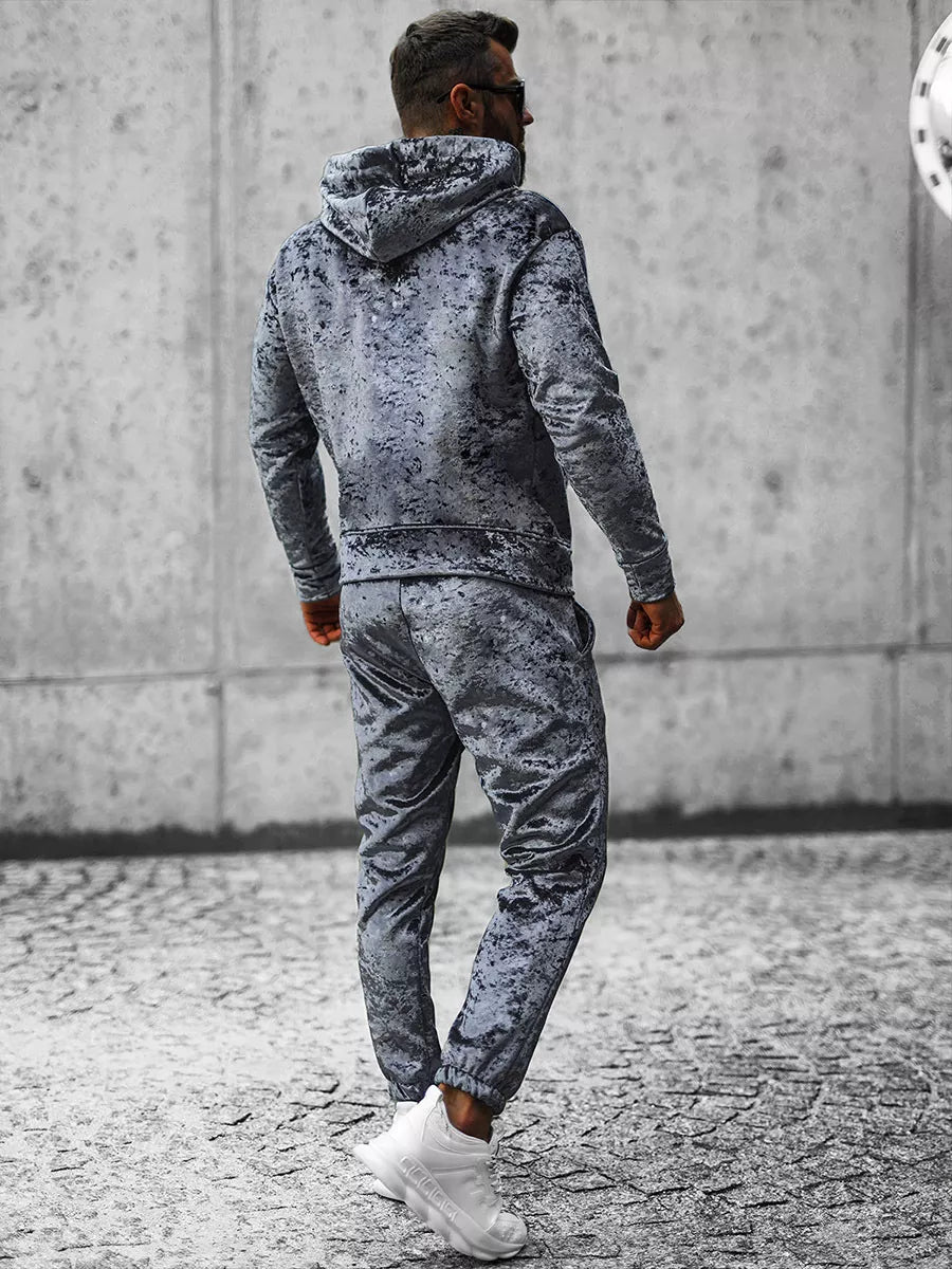 Pilkas veliūrinis vyriškas džemperis Omilo