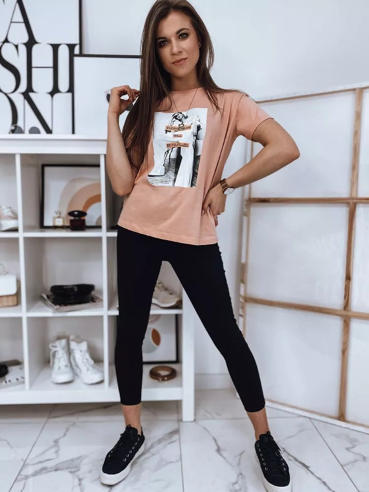 Moteriški  ružavos spalvos marškinėliai Dream