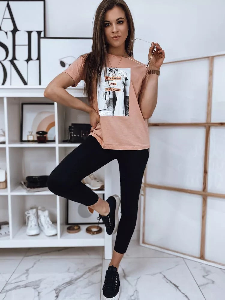 Moteriški  ružavos spalvos marškinėliai Dream