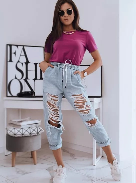 Moteriški tamsiai rožinės spalvos marškinėliai Mayla