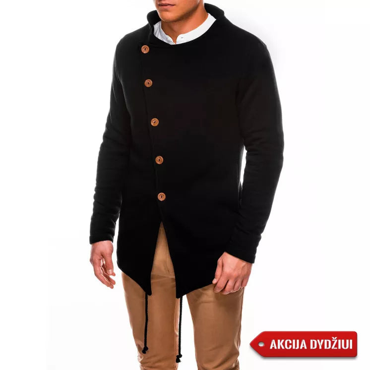 Stilingas juodos spalvos vyriškas megztinis su sagomis priekyje Bandit