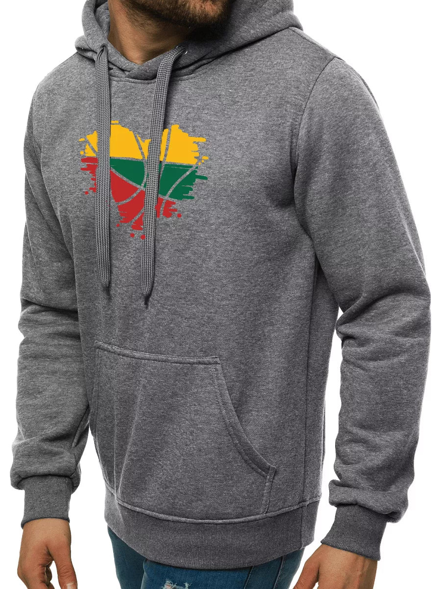 Vyriškas tamsiai pilkos spalvos džemperis su gobtuvu LTU