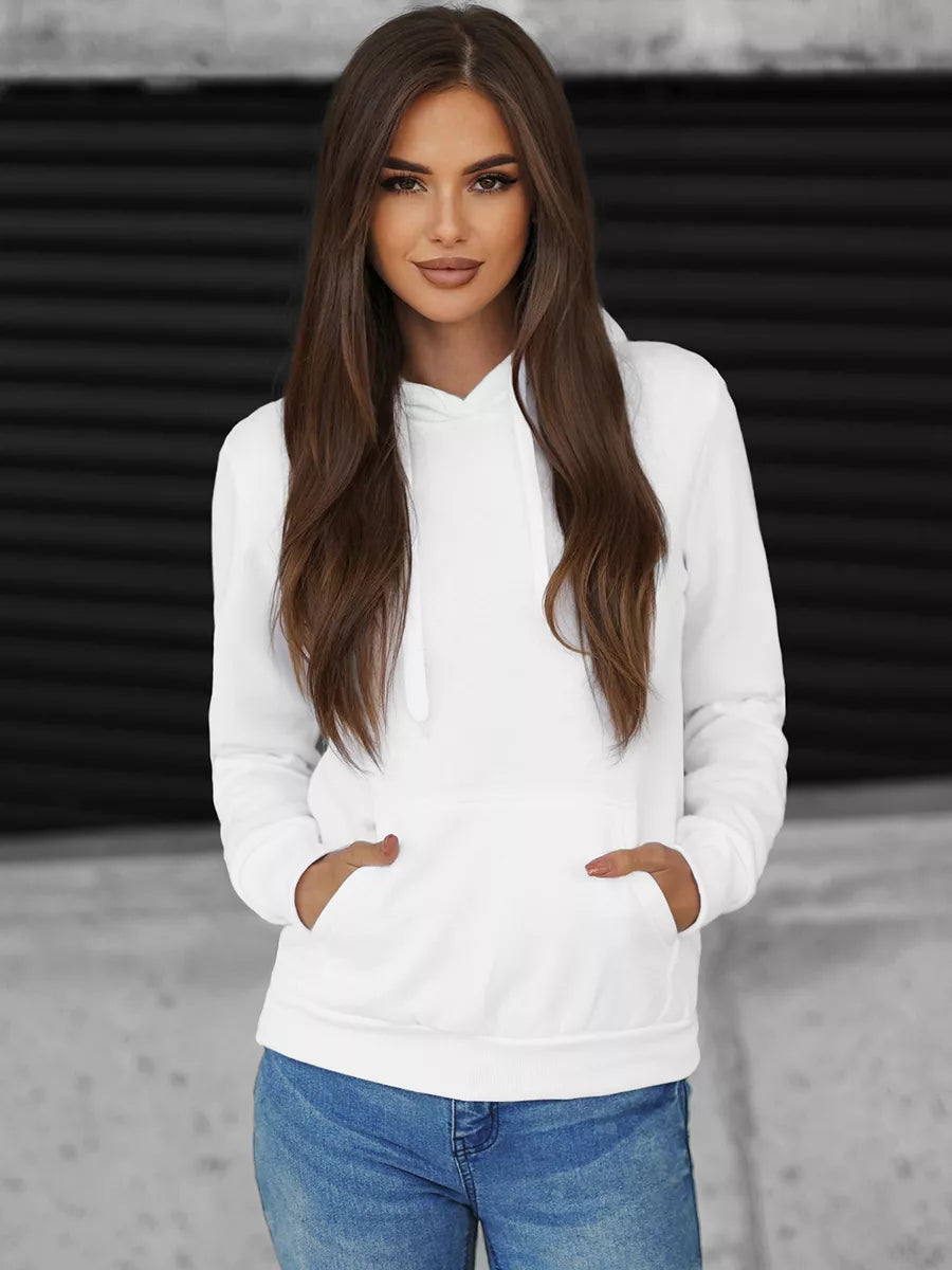 Baltas moteriškas džemperis su gobtuvu Molin