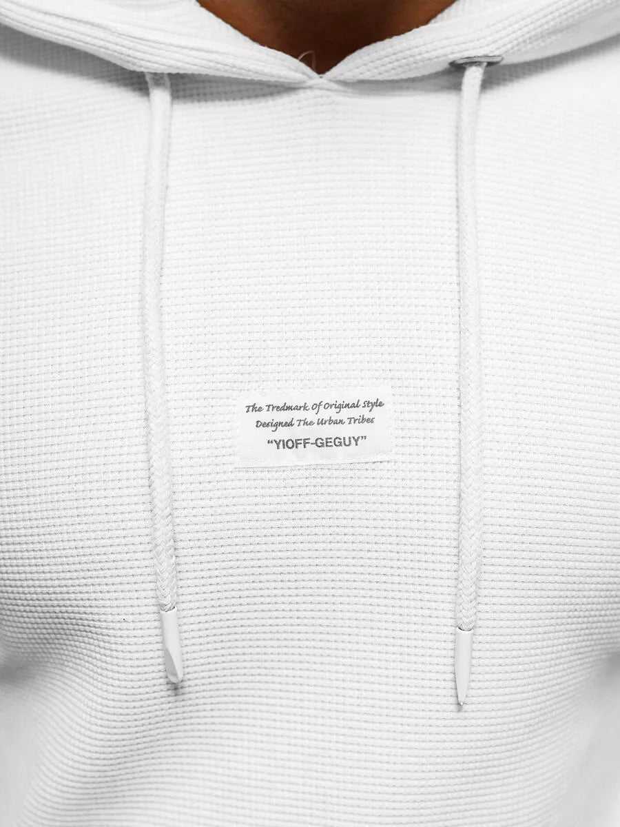 Baltas vyriškas džemperis su gobtuvu Merk