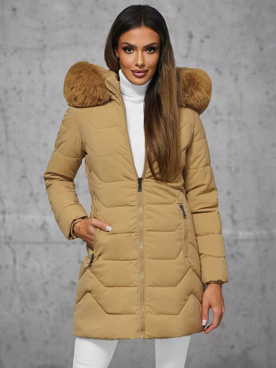 Smėlio spalvos moteriška žieminė striukė Tamira