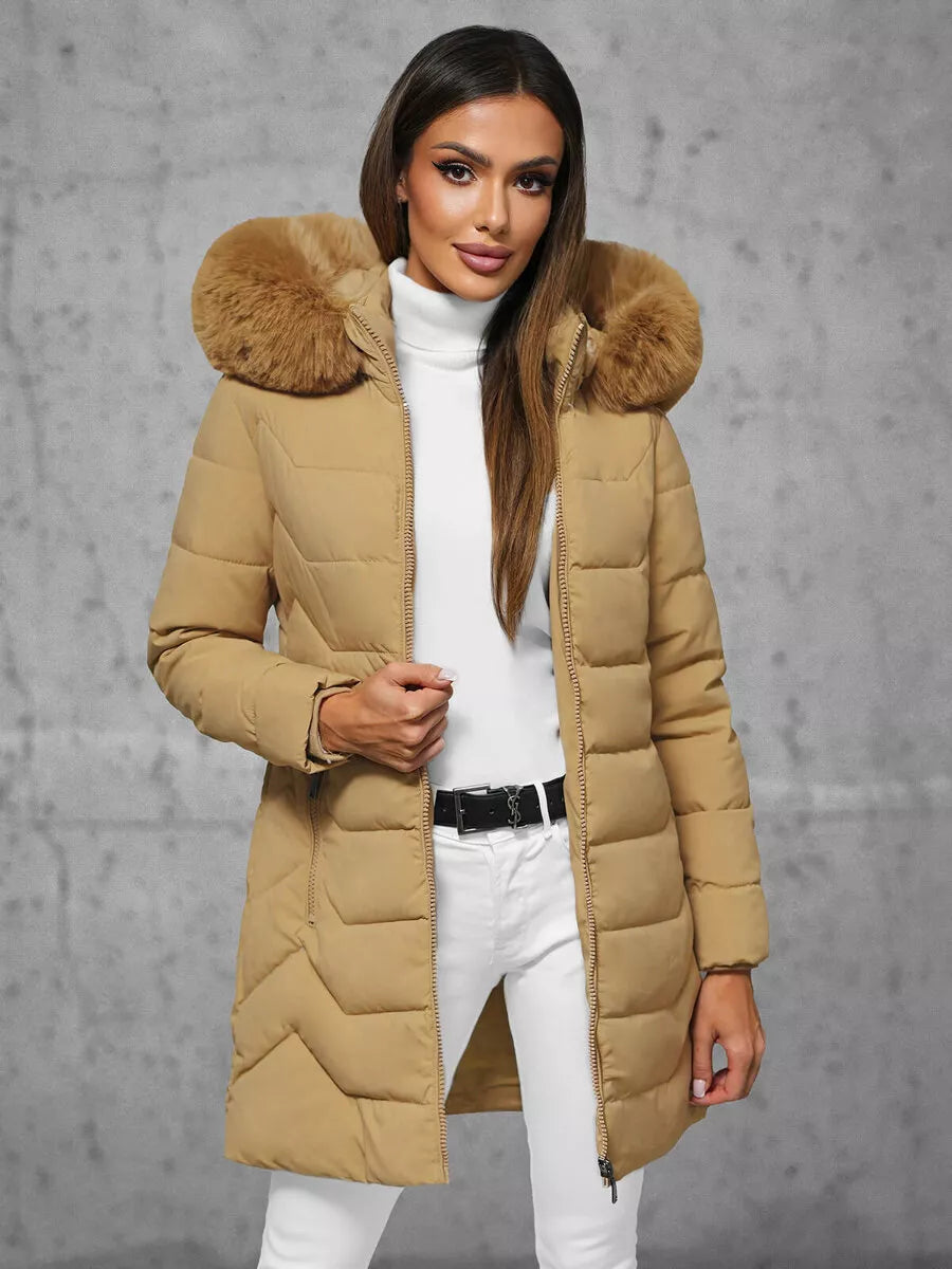 Smėlio spalvos moteriška žieminė striukė Tamira