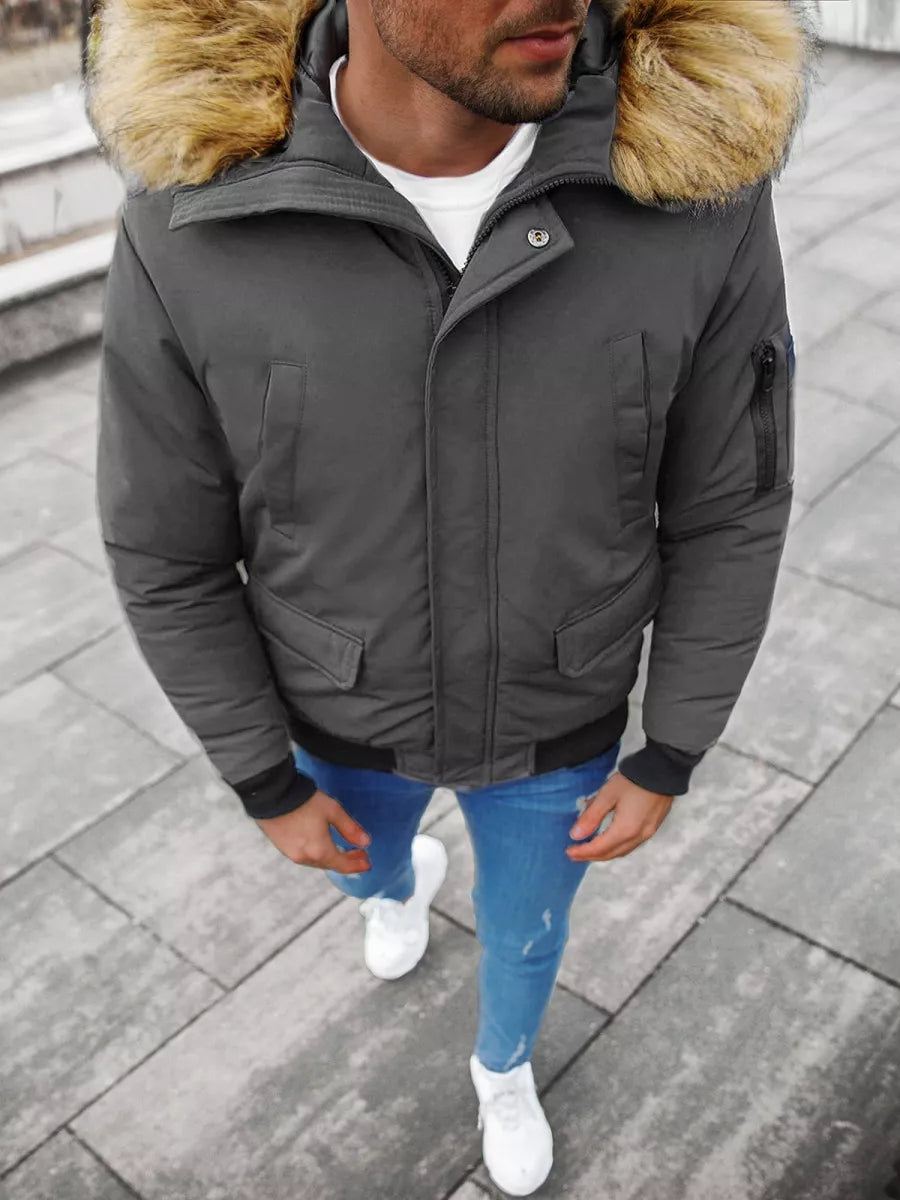 Bomber stiliaus žieminė tamsiai pilka vyriška striukė Lemor