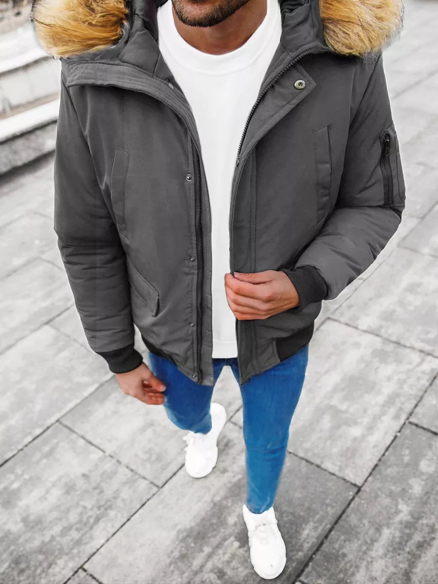 Bomber stiliaus žieminė tamsiai pilka vyriška striukė Lemor