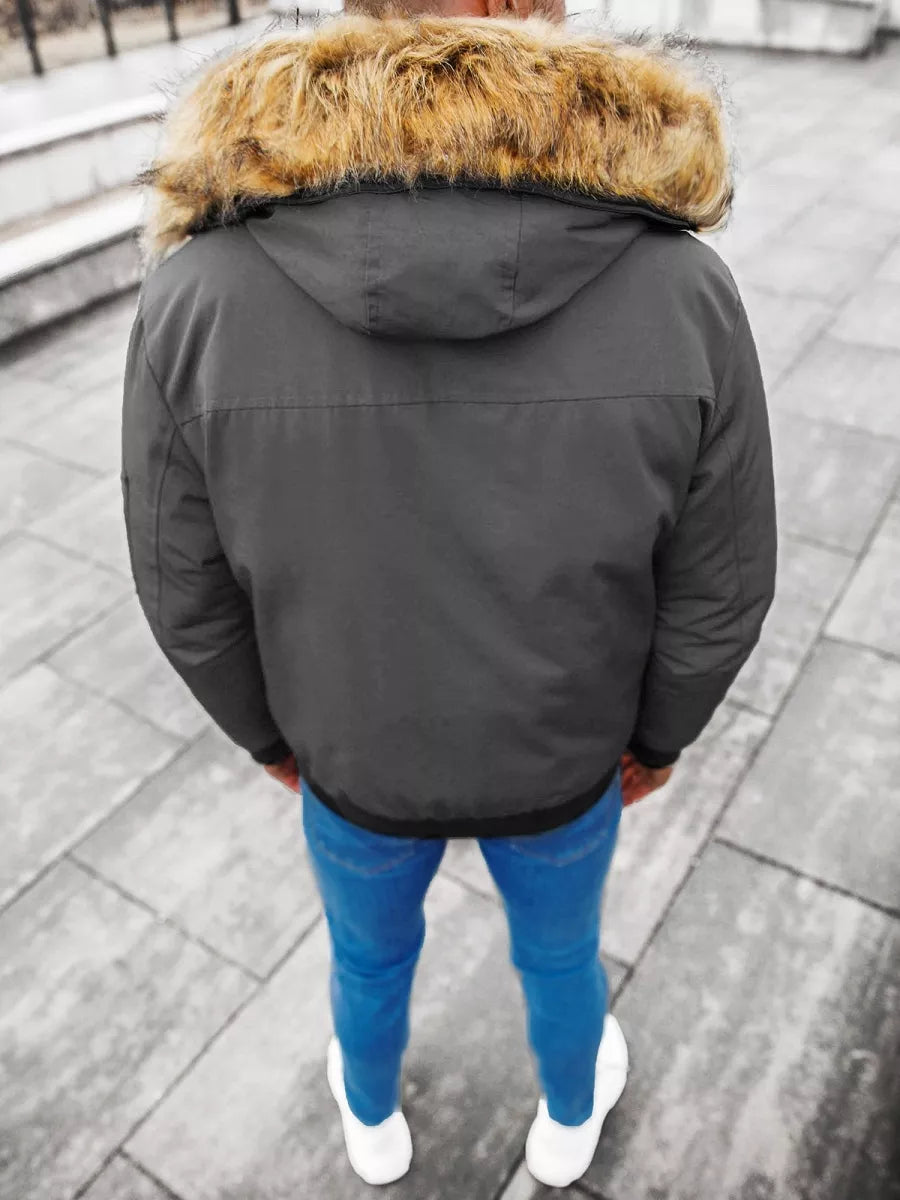 Bomber stiliaus žieminė tamsiai pilka vyriška striukė Lemor