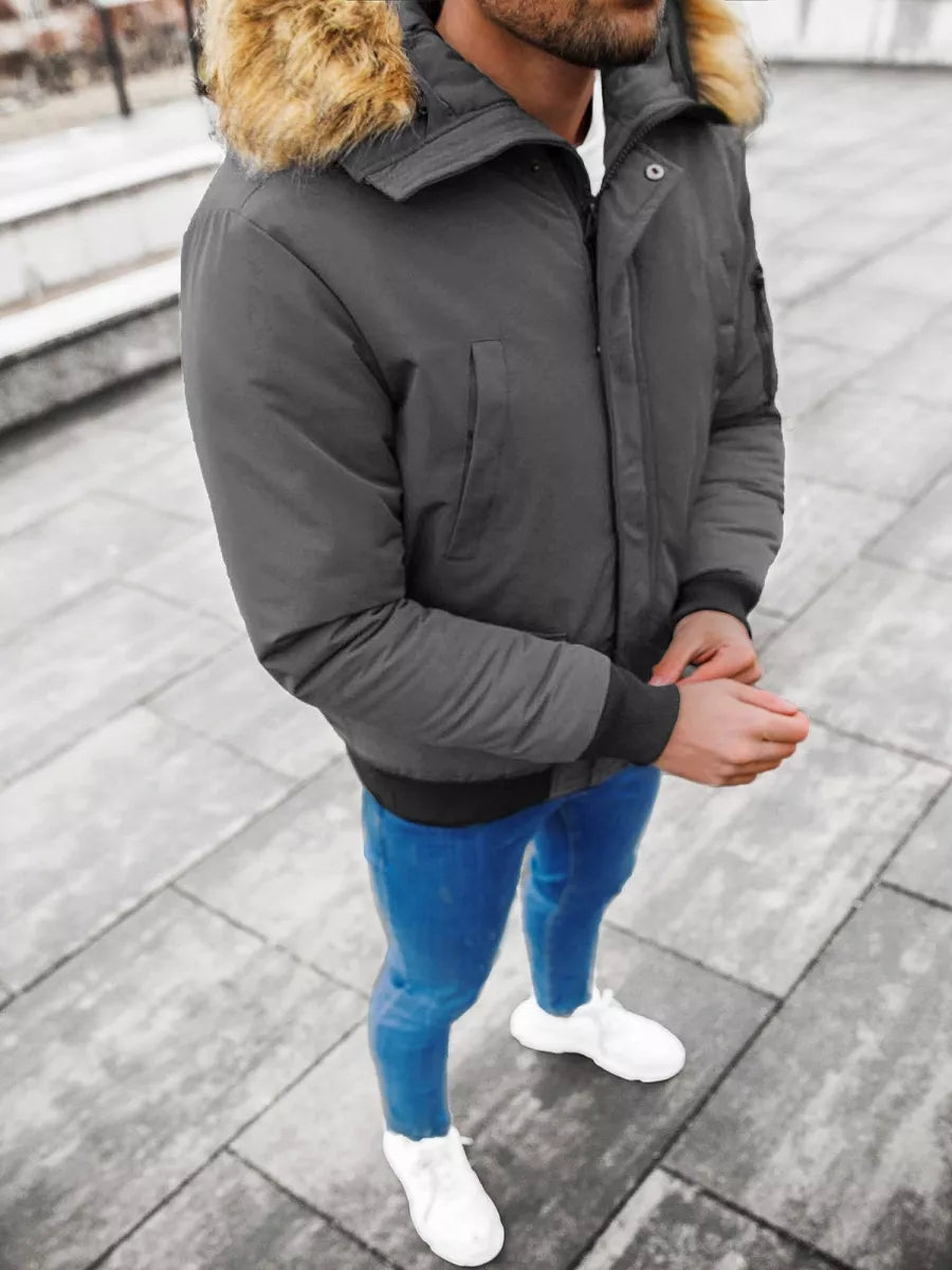 Bomber stiliaus žieminė tamsiai pilka vyriška striukė Lemor