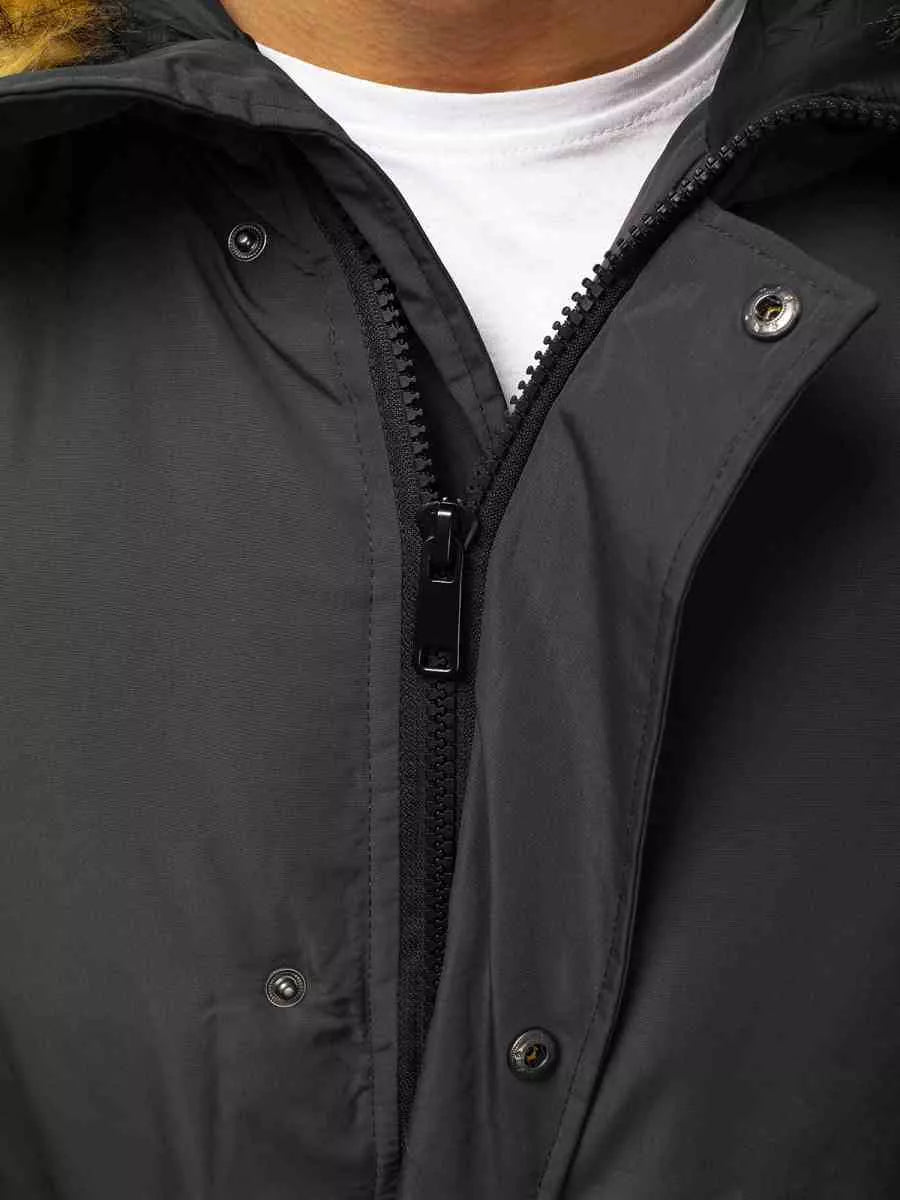 Bomber stiliaus žieminė tamsiai pilka vyriška striukė Lemor