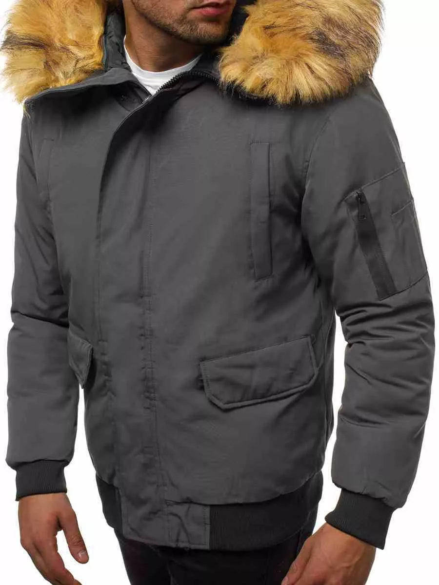 Bomber stiliaus žieminė tamsiai pilka vyriška striukė Lemor