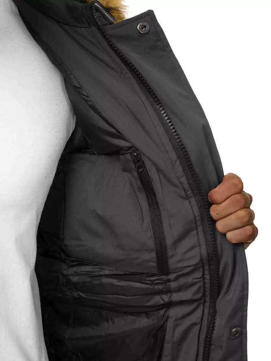 Bomber stiliaus žieminė tamsiai pilka vyriška striukė Lemor