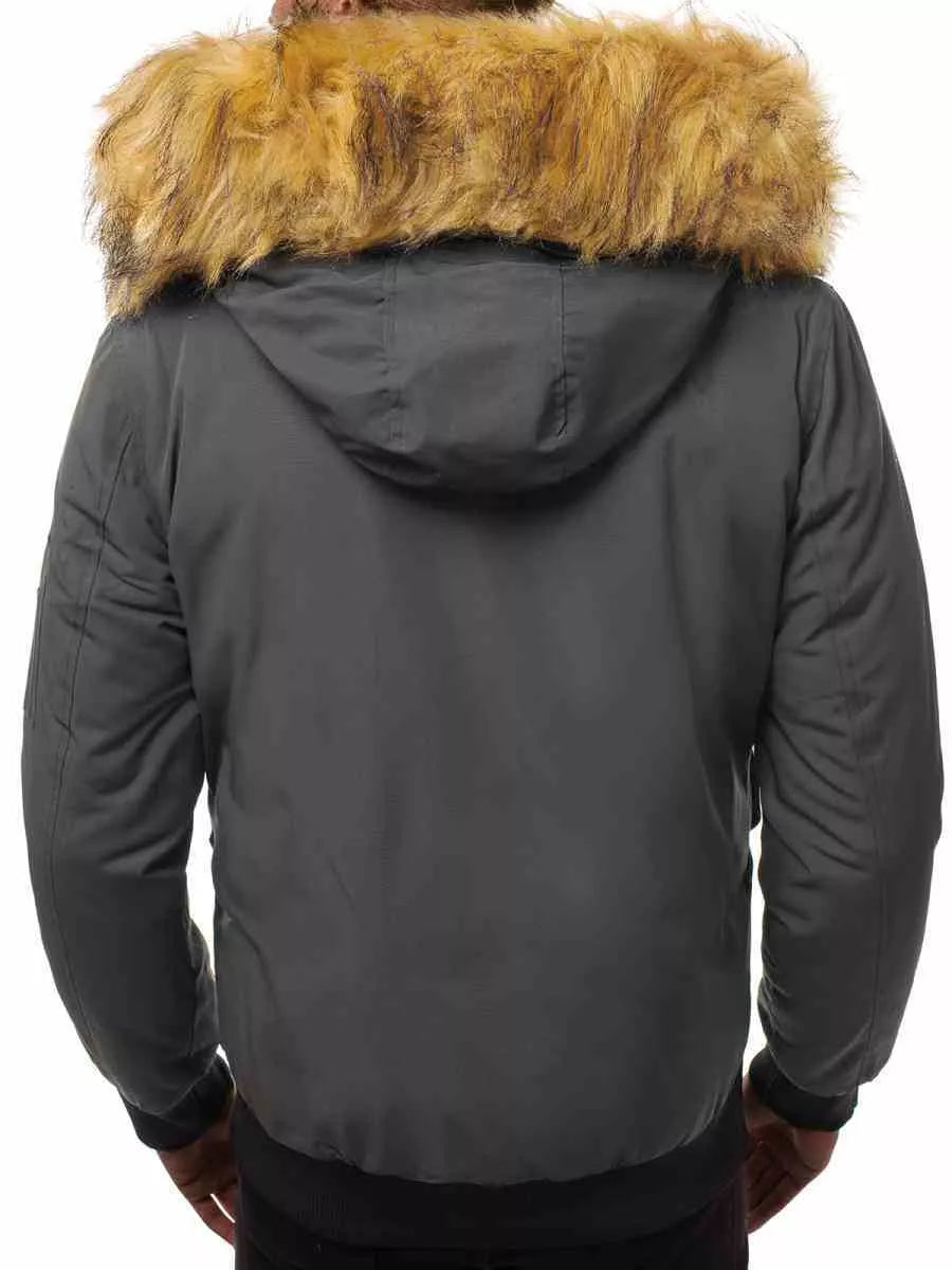 Bomber stiliaus žieminė tamsiai pilka vyriška striukė Lemor