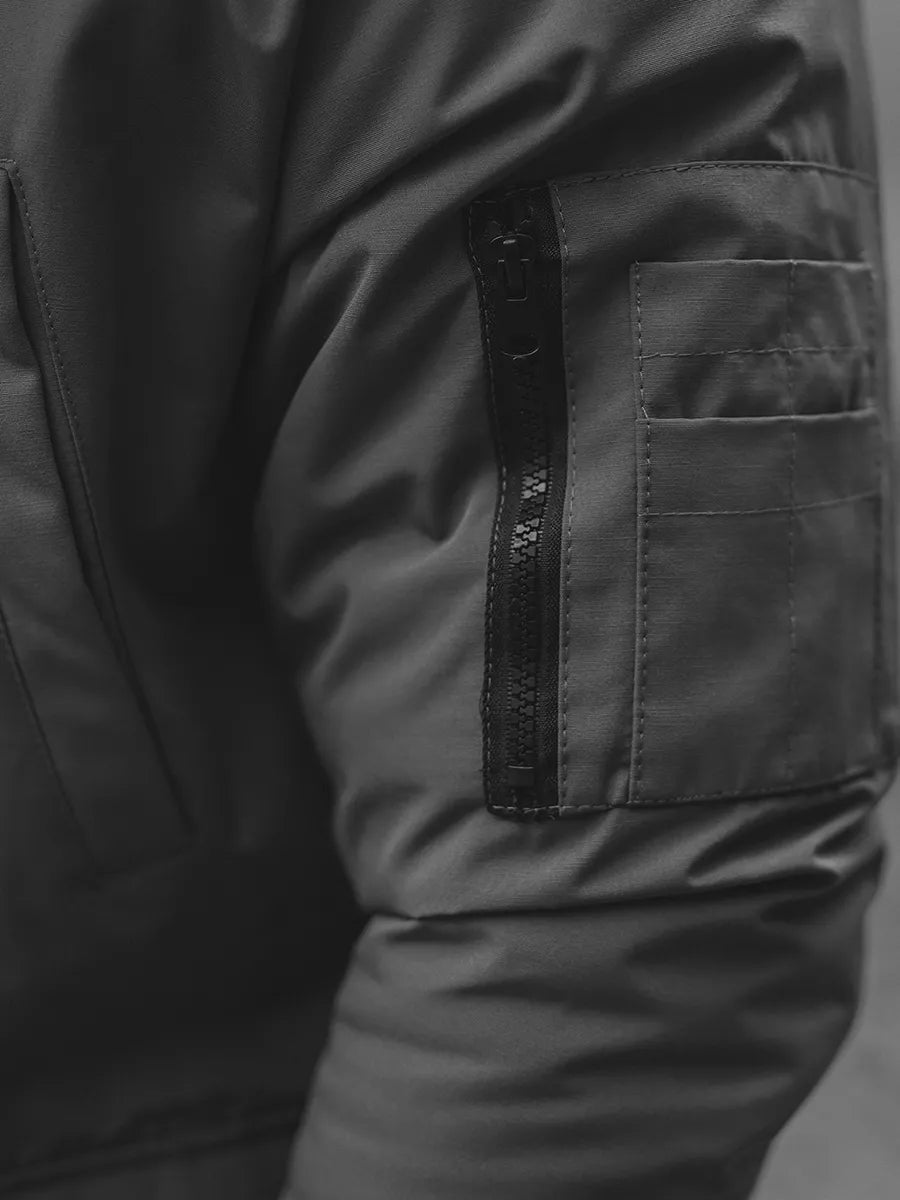 Bomber stiliaus žieminė tamsiai pilka vyriška striukė Lemor