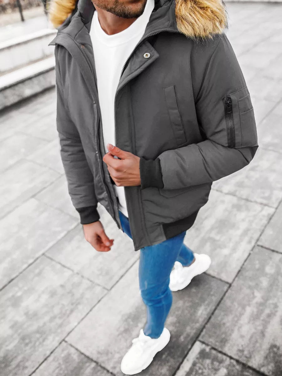 Bomber stiliaus žieminė tamsiai pilka vyriška striukė Lemor