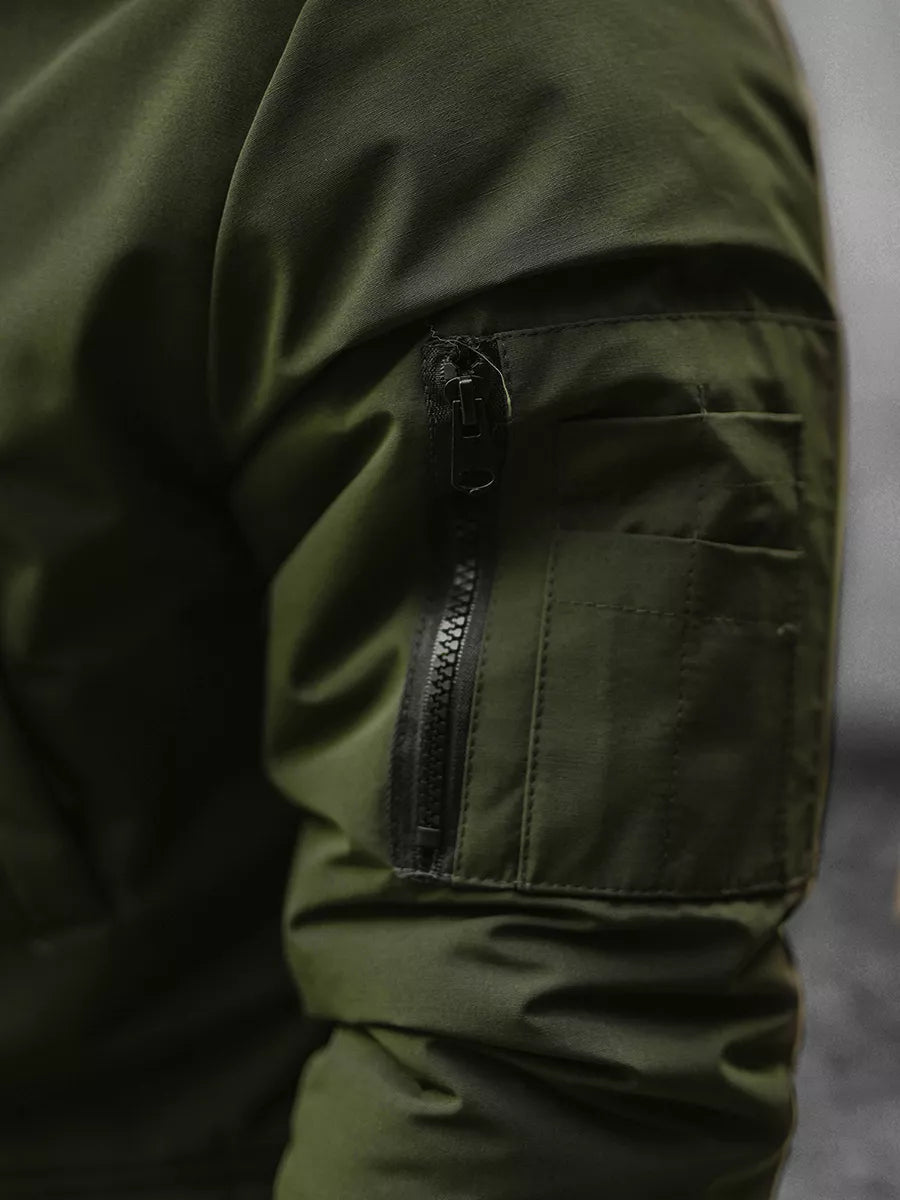 Bomber stiliaus žieminė žalia vyriška striukė Lemor