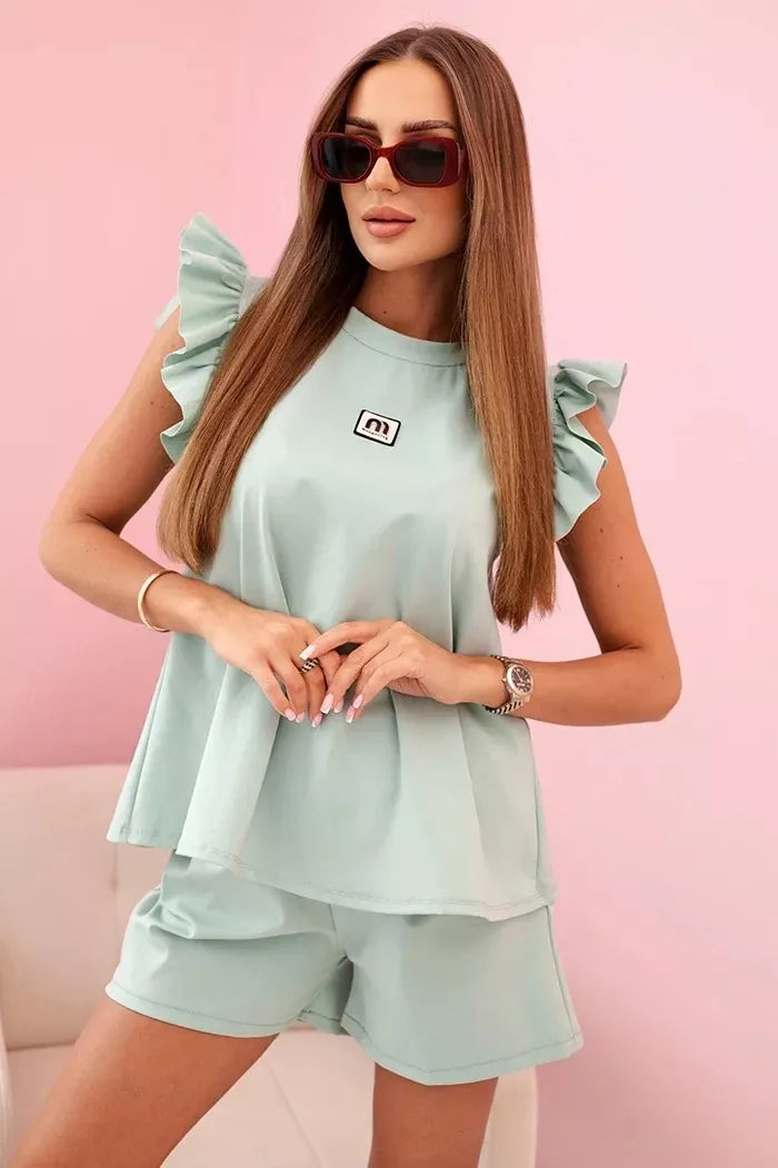 Moteriškas mėtinės spalvos komplektas Glossy