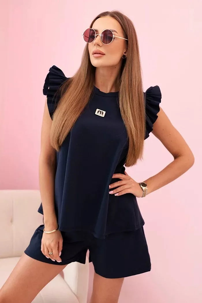 Moteriškas tamsiai mėlynos spalvos komplektas Glossy