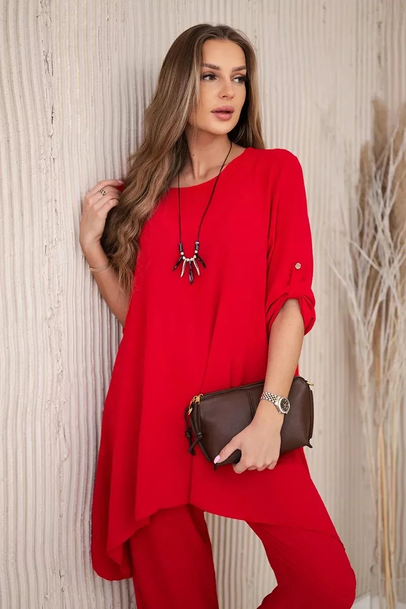 Moteriškas raudonos spalvos komplektas Elis