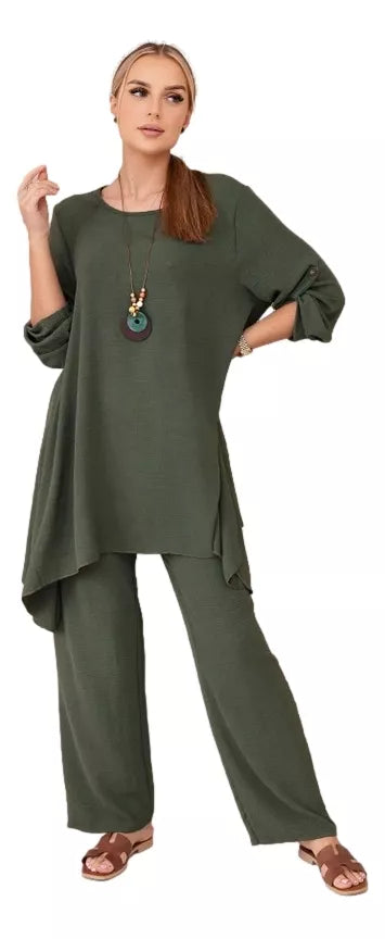 Moteriškas chaki spalvos komplektas Elis