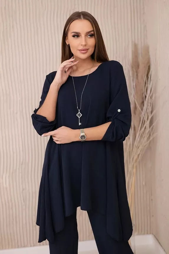 Moteriškas tamsiai mėlynos spalvos komplektas Elis