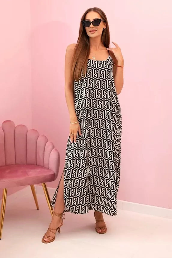 Moteriška juoda suknelė su petnešėlėmis Zebra