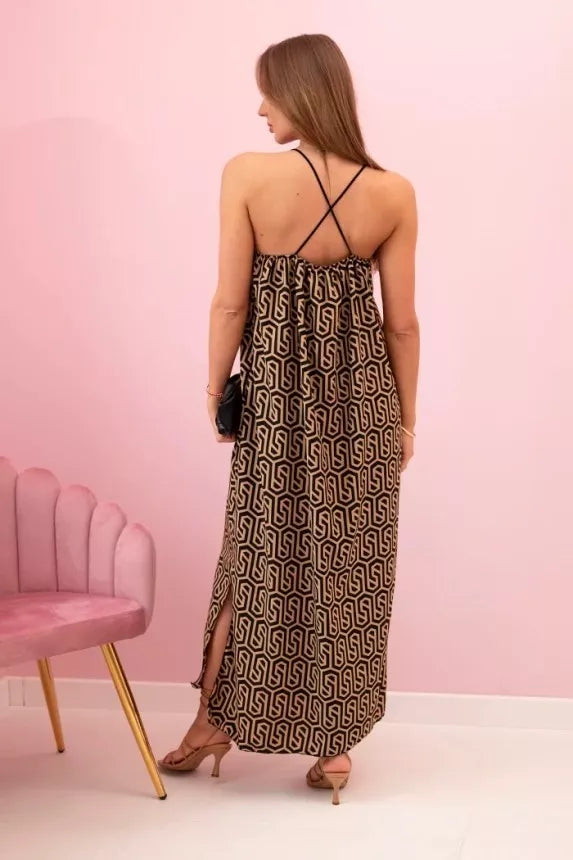 Moteriška ruda suknelė su petnešėlėmis Zebra